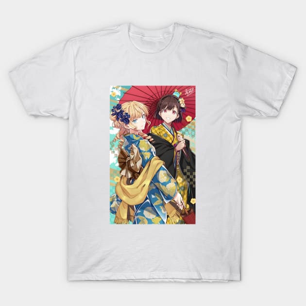 Rae and Claire from I'm In Love With The Villainess | Wataoshi | Yuri Anime | New Year Artwork 2024 T-Shirt by Everyday Inspiration